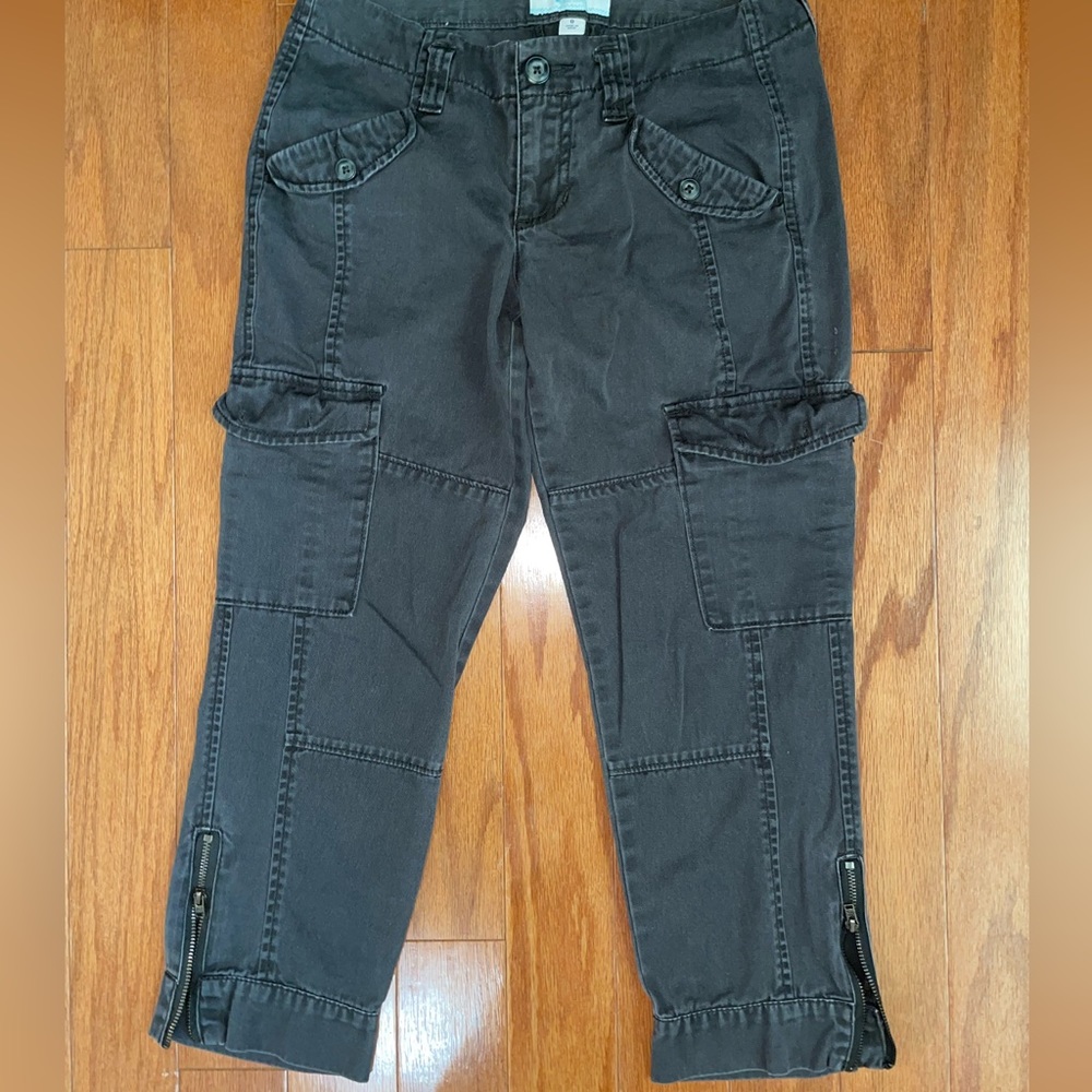 Vintage-Grey Utility Style Cargo Capris